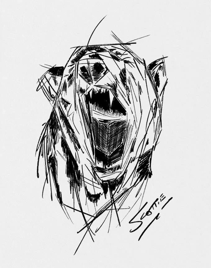 Black and White Bear drawing